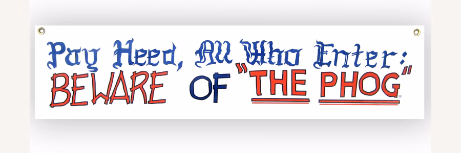 Small "Beware of The Phog" replica banner, 34 by 8 inches